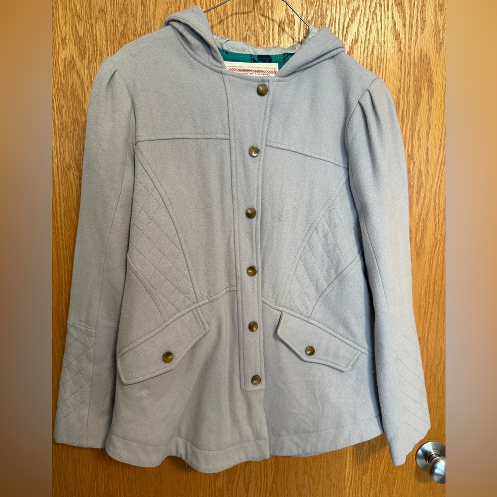 Anthropologie Cartonnier Pearl Gray Hooded Wool Jacket, Size S